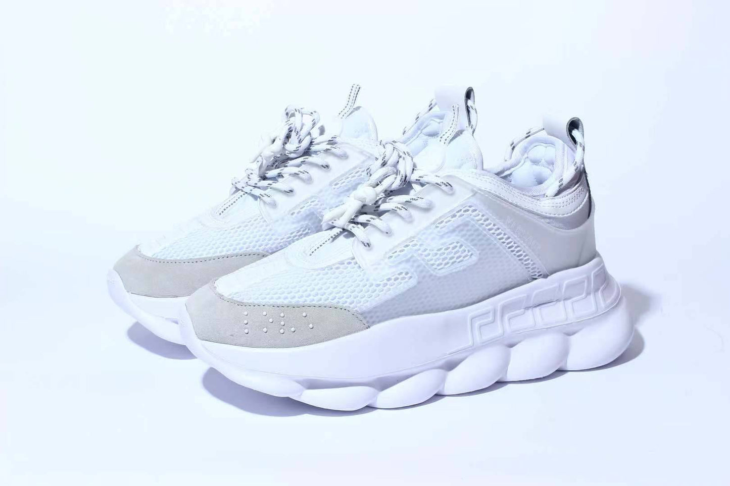 Versace Chain Reaction White Mesh Rubber Suede