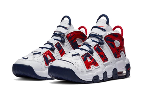 Nike Air More Uptempo White Blue Red Camo (GS