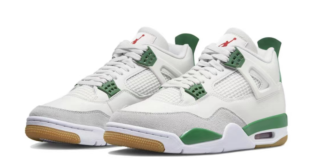 Air Jordan 4 Retro White gray green