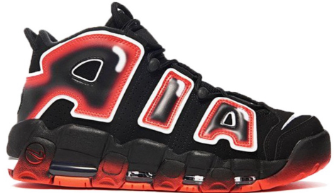 Nike Air More Uptempo Black White Laser Crimson